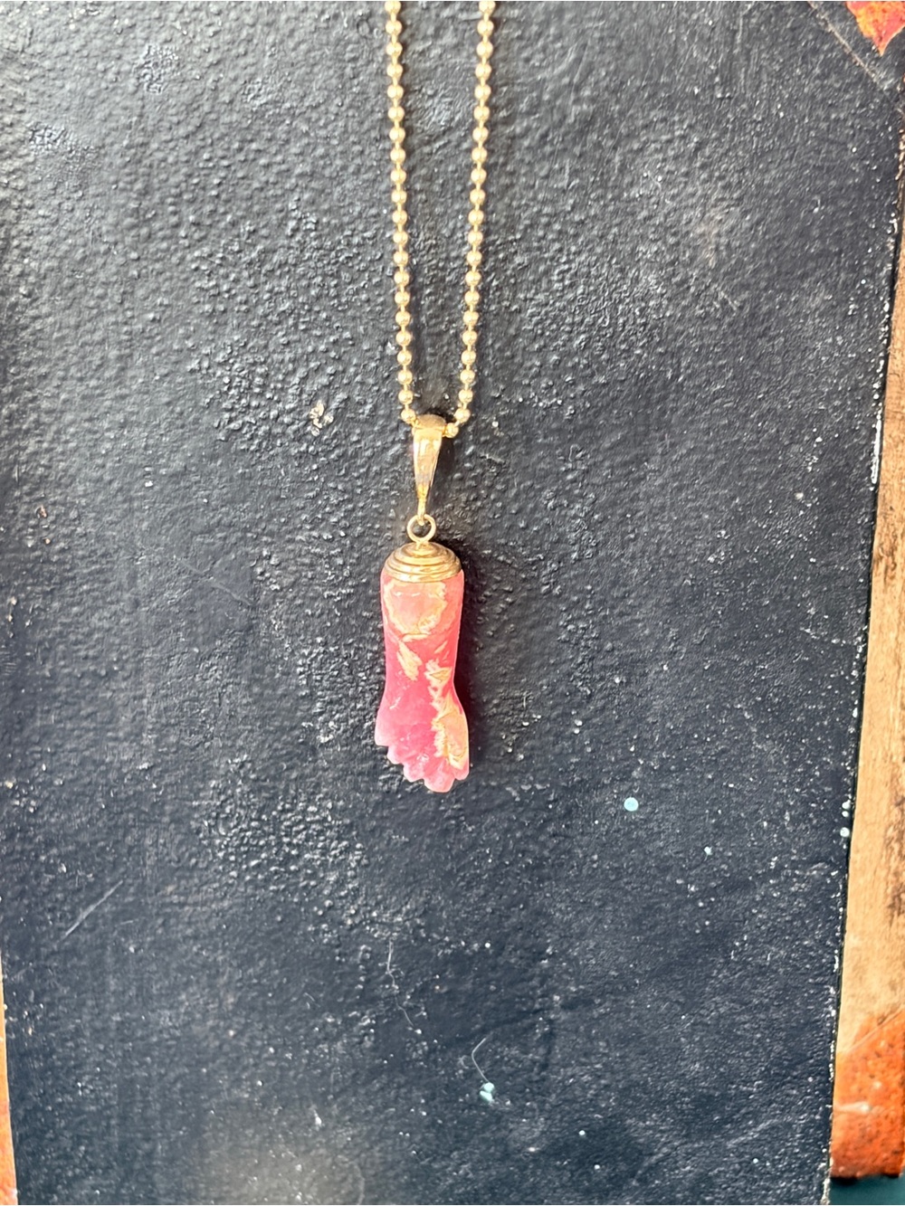 Vintage Mano Fico good luck charm pendant with gold accents